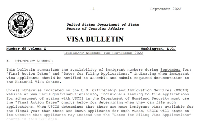 visa bulletin sept, 2022