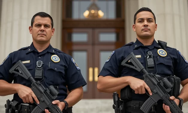 Agentes armados na entrevista de imigração